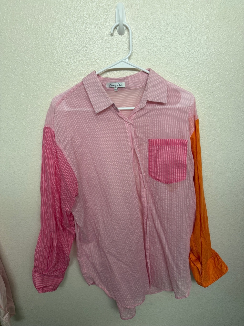 Emory Park Colorblock Pink & Orange Button-Up Shirt
